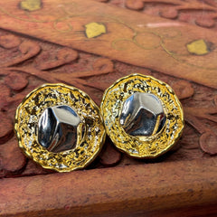 Anti Tarnish Golden Round Plated Stud Earrings