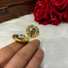 Anti Tarnish Golden Round Plated Stud Earrings