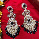 Chandrika: Black Kundan Earrings