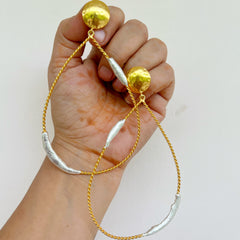 Arna: Gold handcrafted danglers