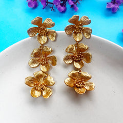 Lily: Floral Gold Statement Earrings