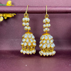 Amrita: Pink Enamel Petal Jhumkas