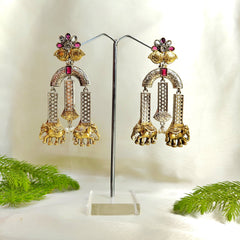 Vandana Dual Tone Earrings- Silver Replica Collection