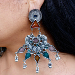 Banjaran: Multicolored Afghani Feather Earrings