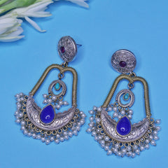 Bhairavi- Dual Tone Blue Stone Earrings
