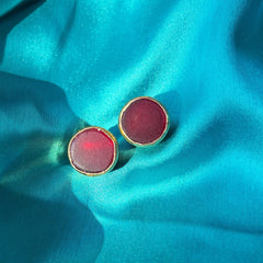 Red Druzzy Stone Stud