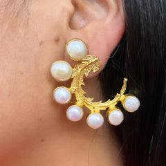 White Pearls Statement Earrings