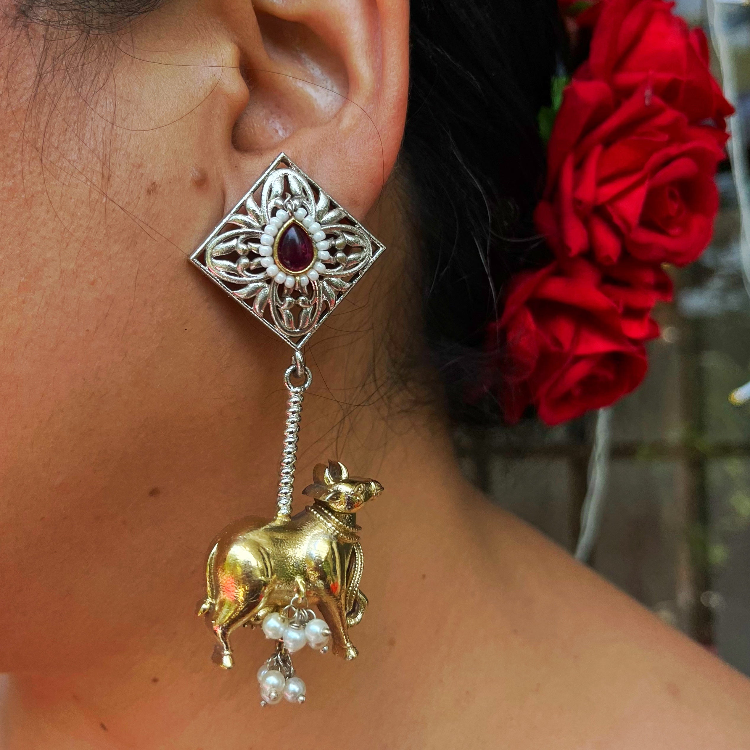 Shaila Nandi Earrings- Dual Tone