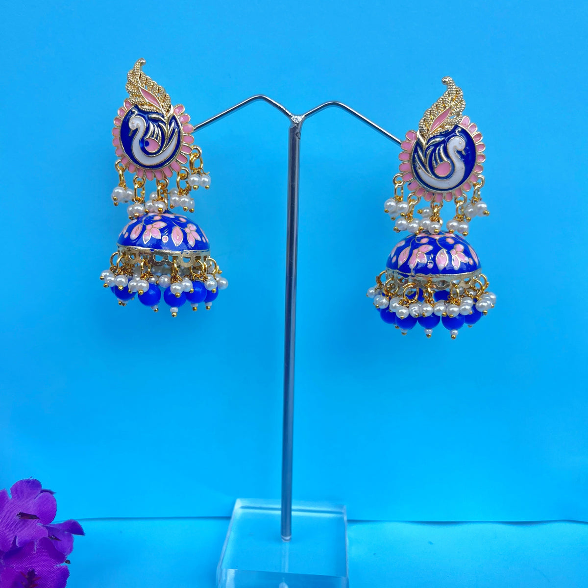 Mehbooh Meenakari Jhumka Earrings