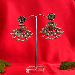 Mimi - Dual Tone Red and Green Stone Earrings