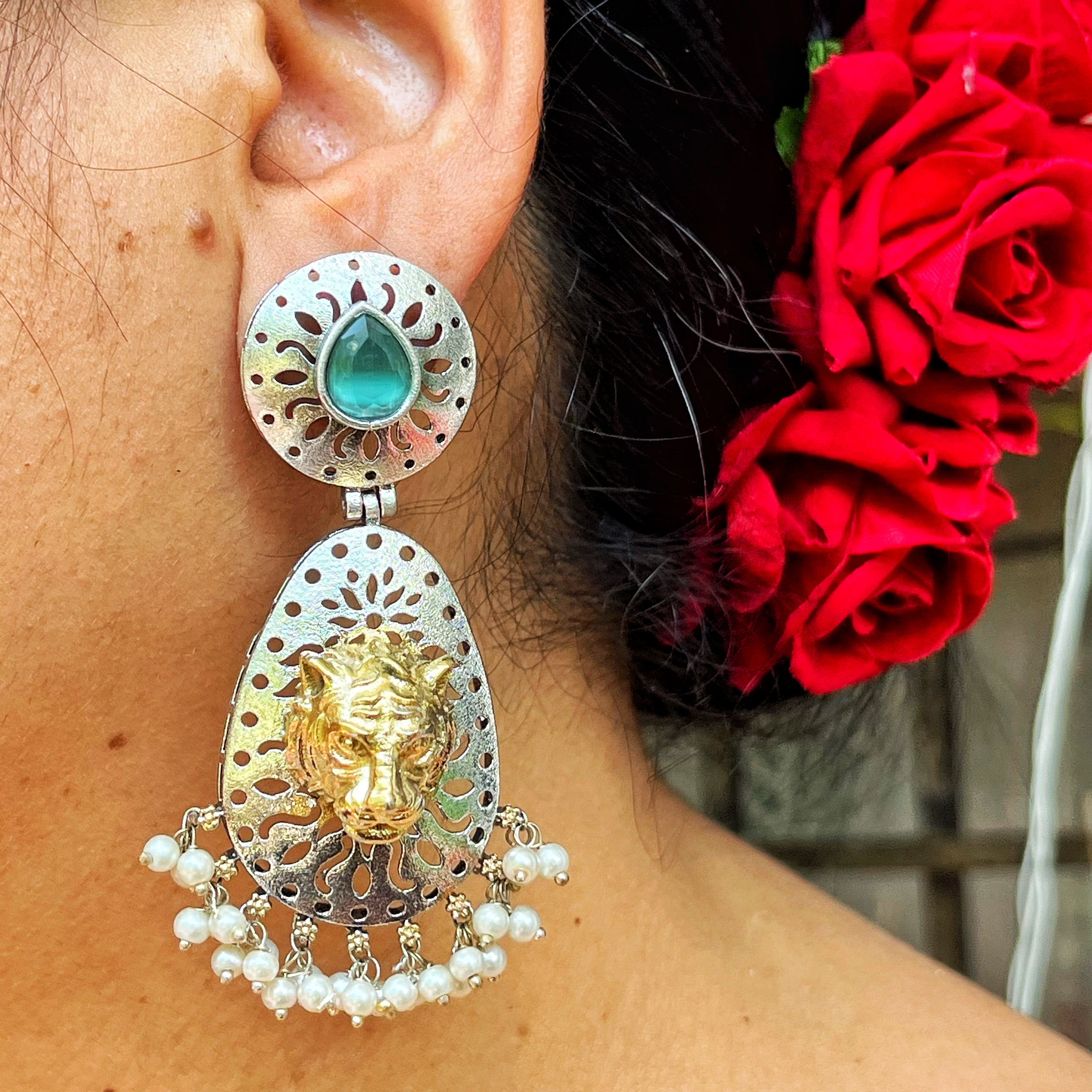 Aadhya Earrings- Sabyasachi Silver Replica