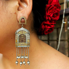 Hawa Mehal Earrings- Silver Replica Collection