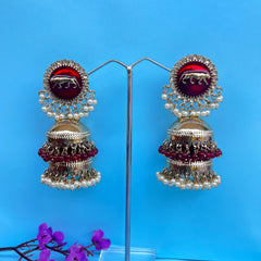 Sabhya Maroon Jhumka Earrings