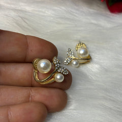 Crystal Leaf Pearl Wrap Earrings