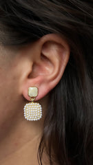 Korean Geometric Pearl Designed Drop Earrings Studs