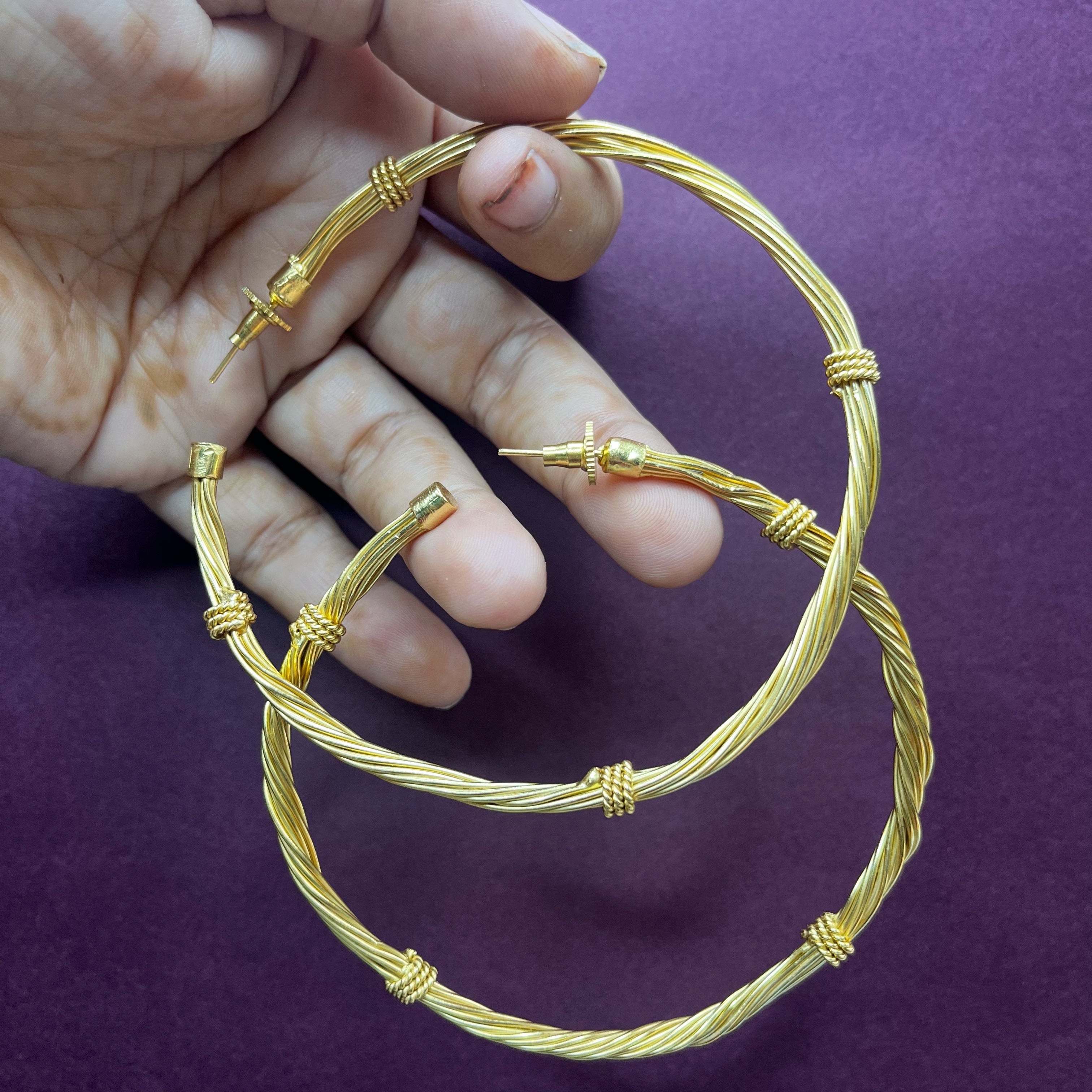 Golden Rope Hoop Earrings