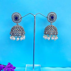 Aaloka: Sapphire Sparkle Jhumka Earrings