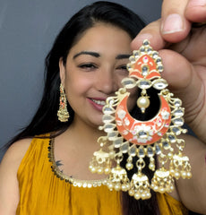 Elegant Orange Meenakari Earrings – Handcrafted Artisan Earrings