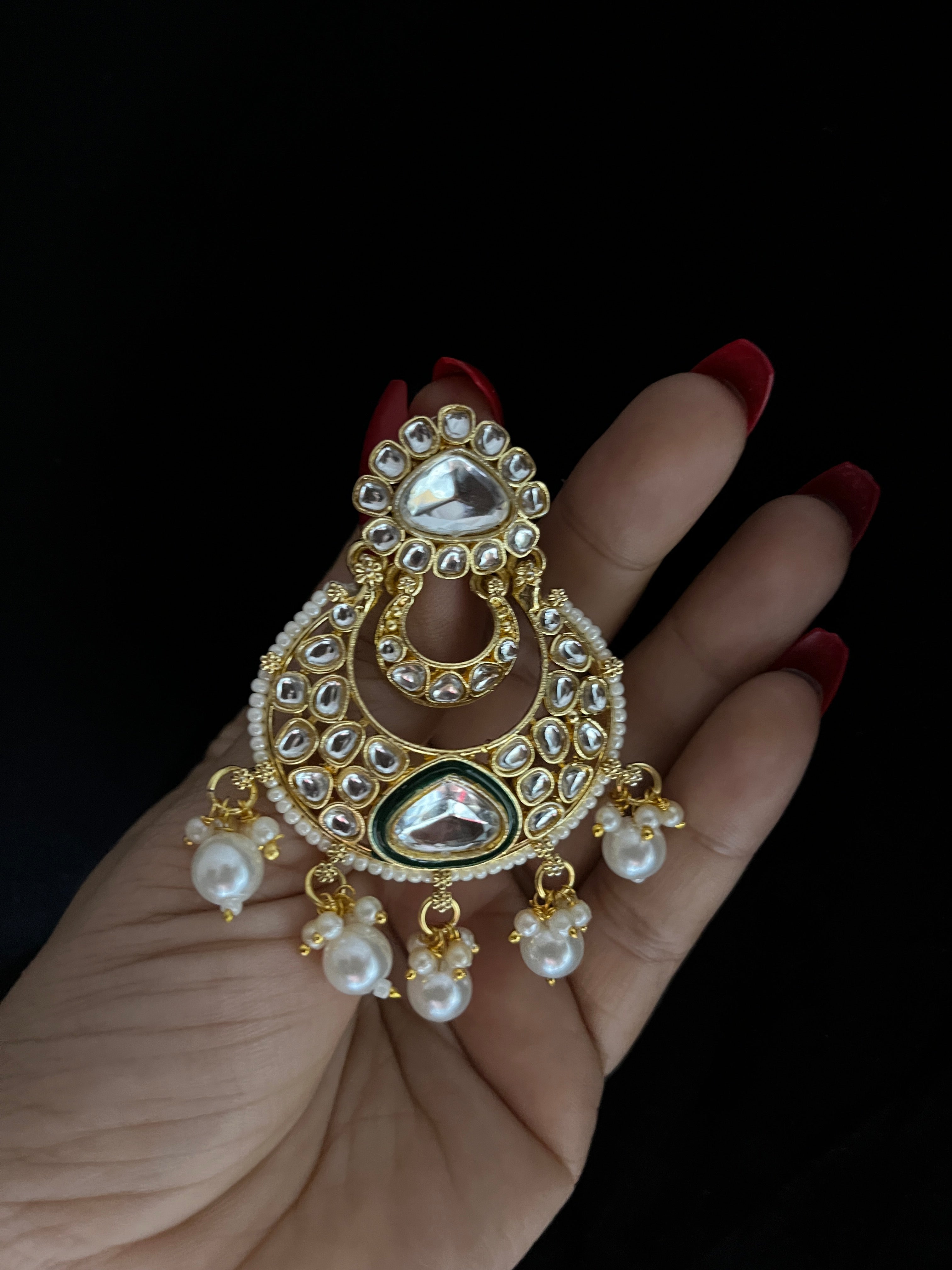 White Kundan Earrings