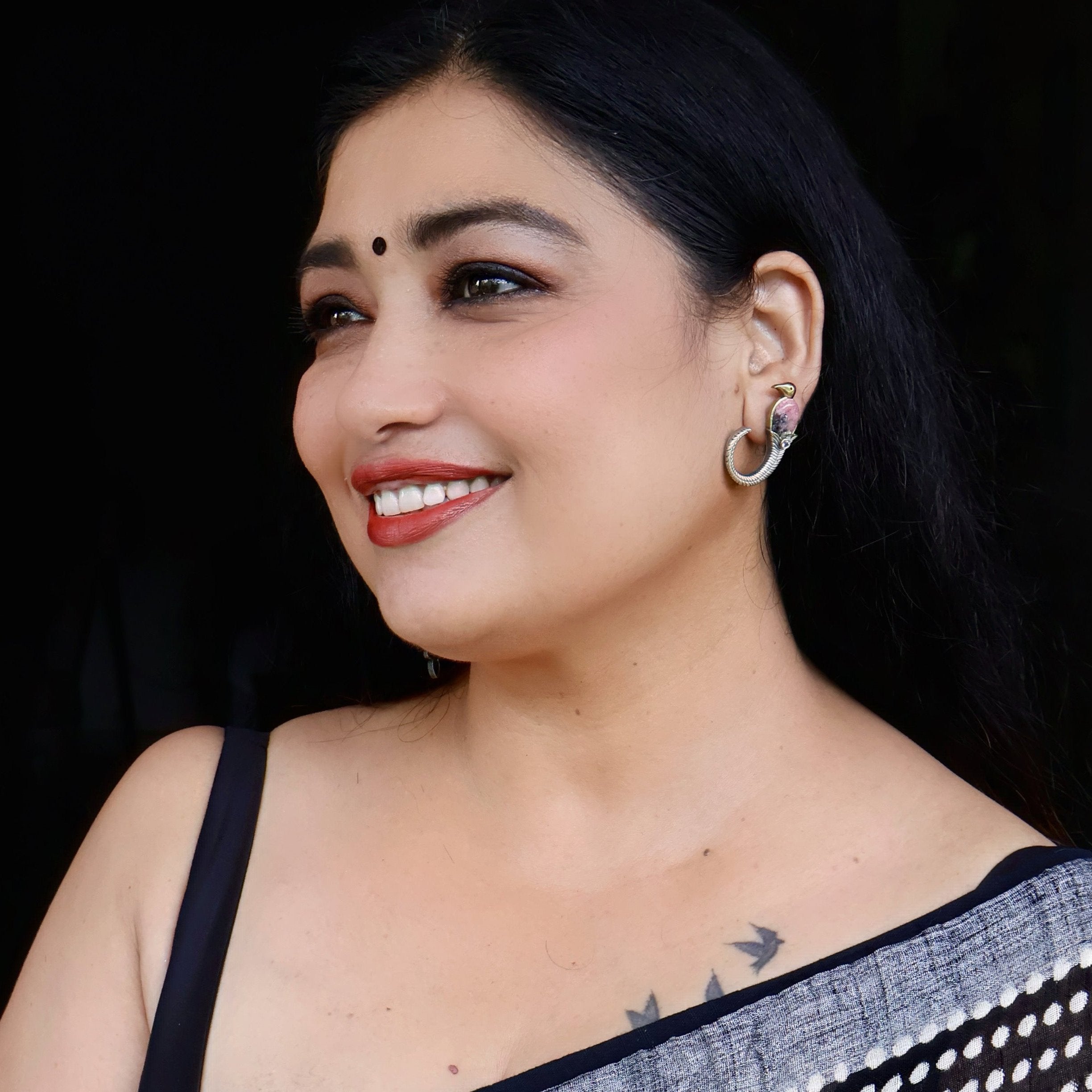 Abhikha Bird Earrings: Silver Look Alike