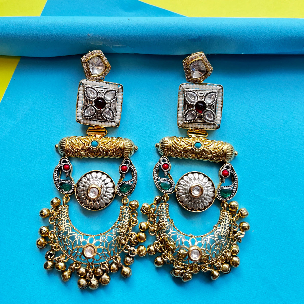 Saaz: Gold Plated Statement Earrings