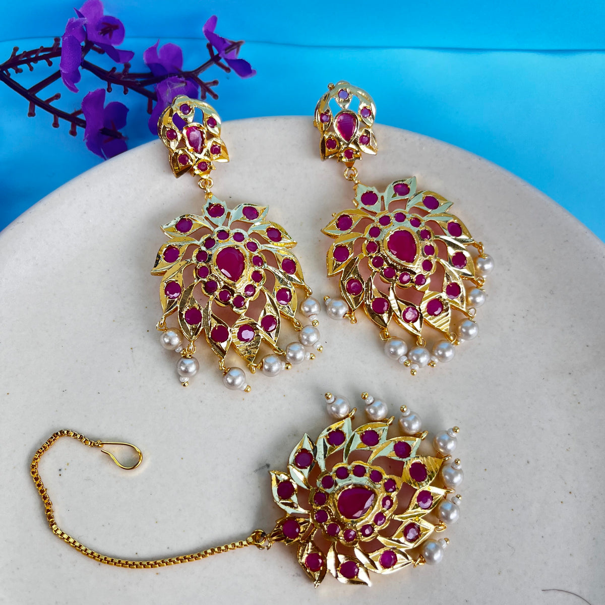 Aashvi: Regal Jadau Bloom Earrings