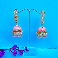 Shahida Pink Meenakari Jhumka Earrings