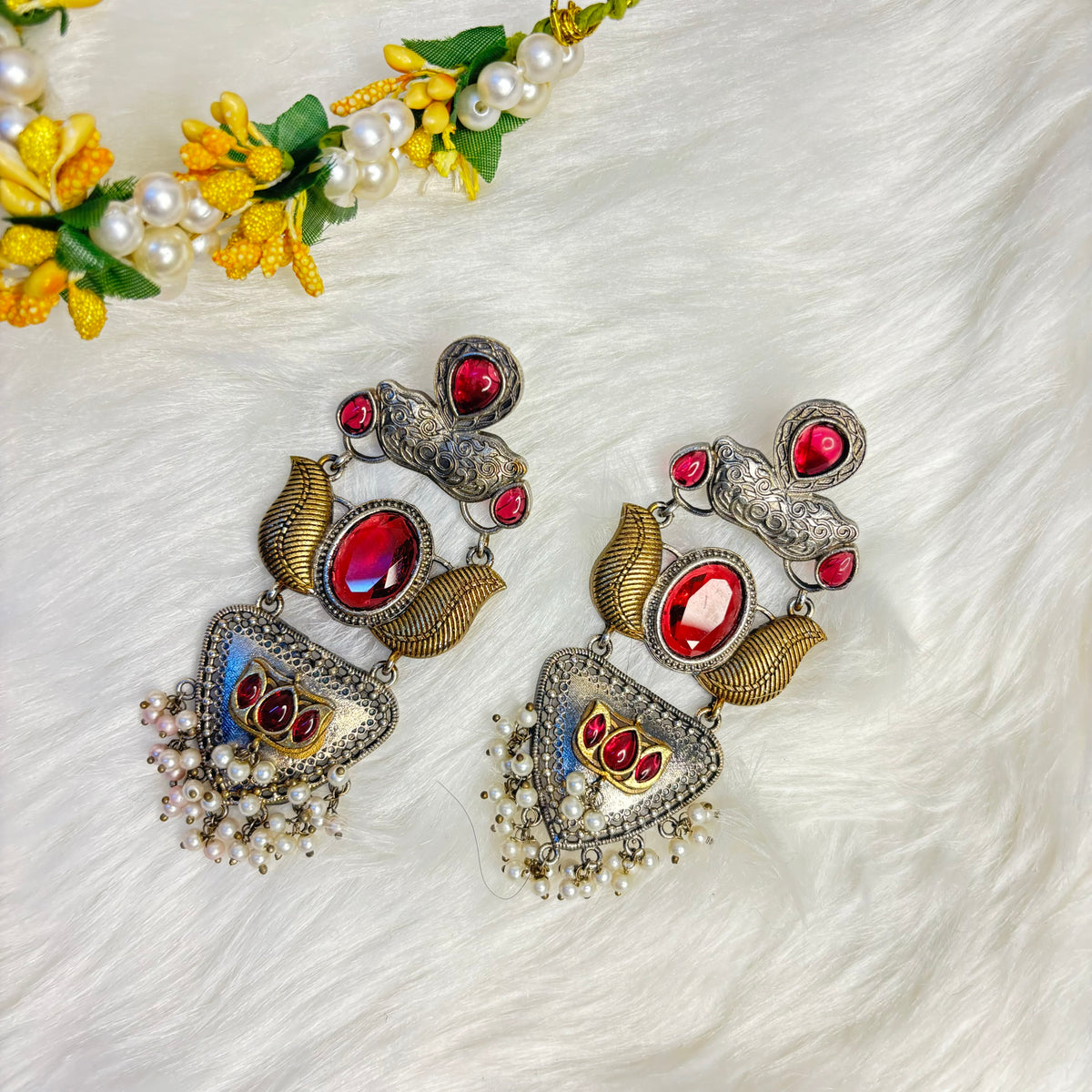 Sehar Dual Tone Earrings- Replica Collection