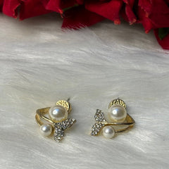 Crystal Leaf Pearl Wrap Earrings