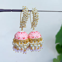 Shahida Pink Meenakari Jhumka Earrings