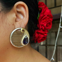 Blue Stone Dual Tone Studs