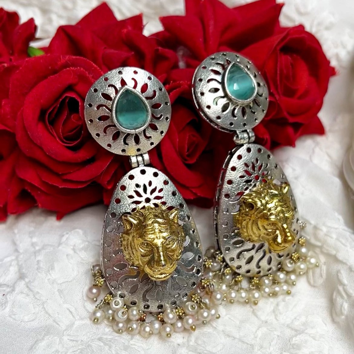 Aadhya Earrings- Sabyasachi Silver Replica