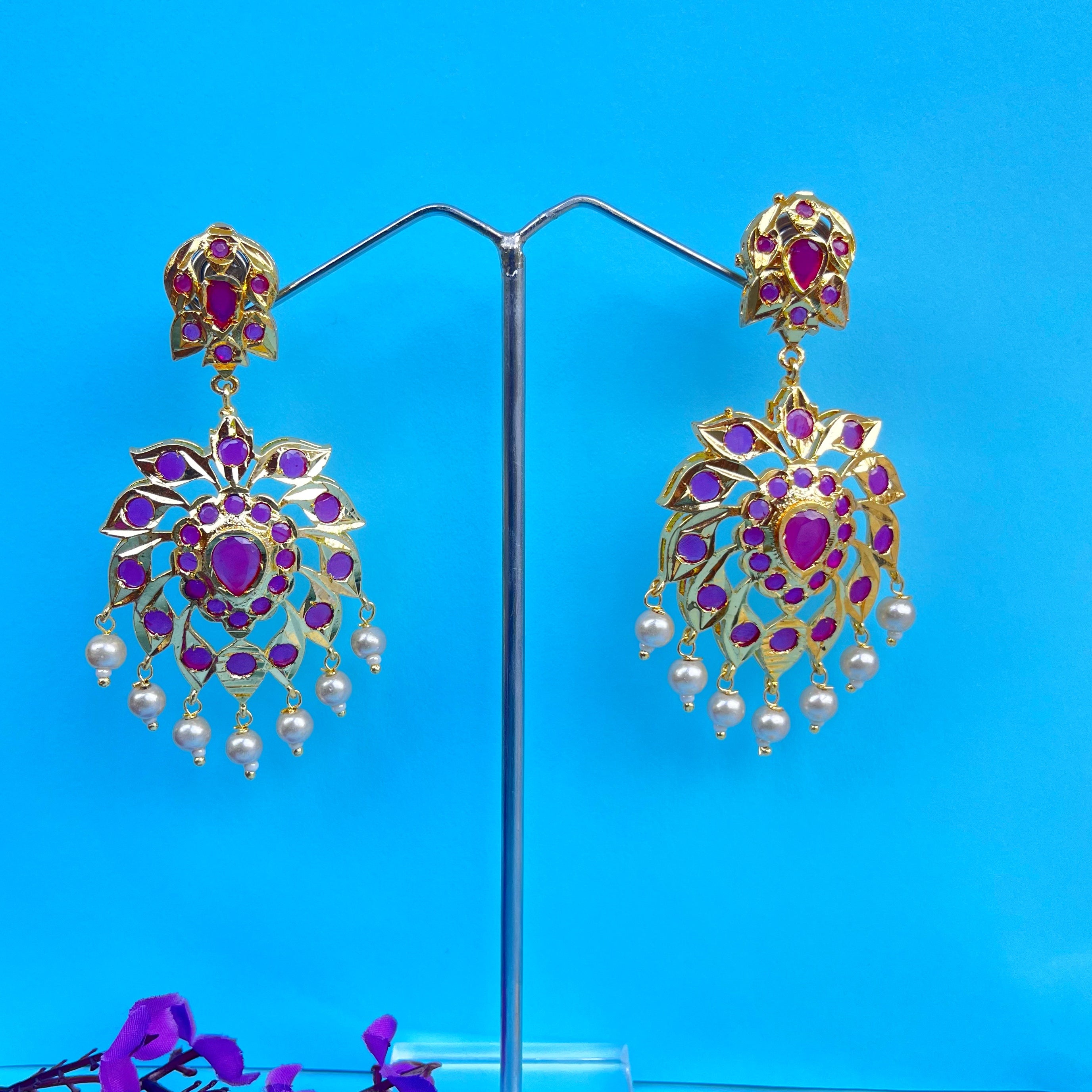 Aashvi: Regal Jadau Bloom Earrings