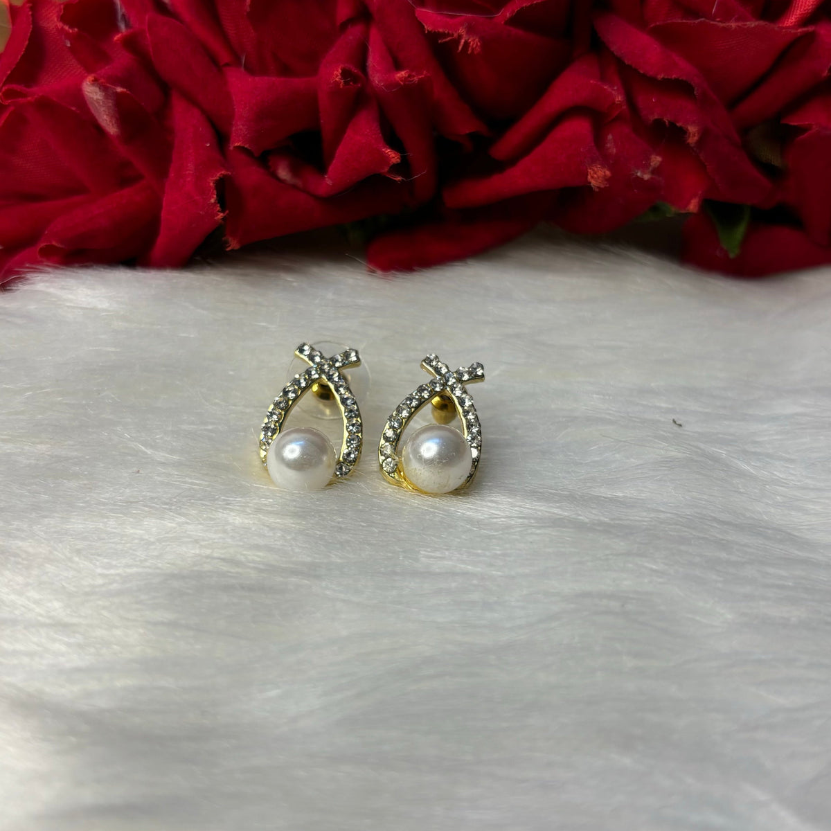 Pearl Wishbone Crystal Earring