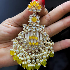 Palash: Yellow Kundan Earrings