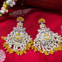 Palash: Yellow Kundan Earrings