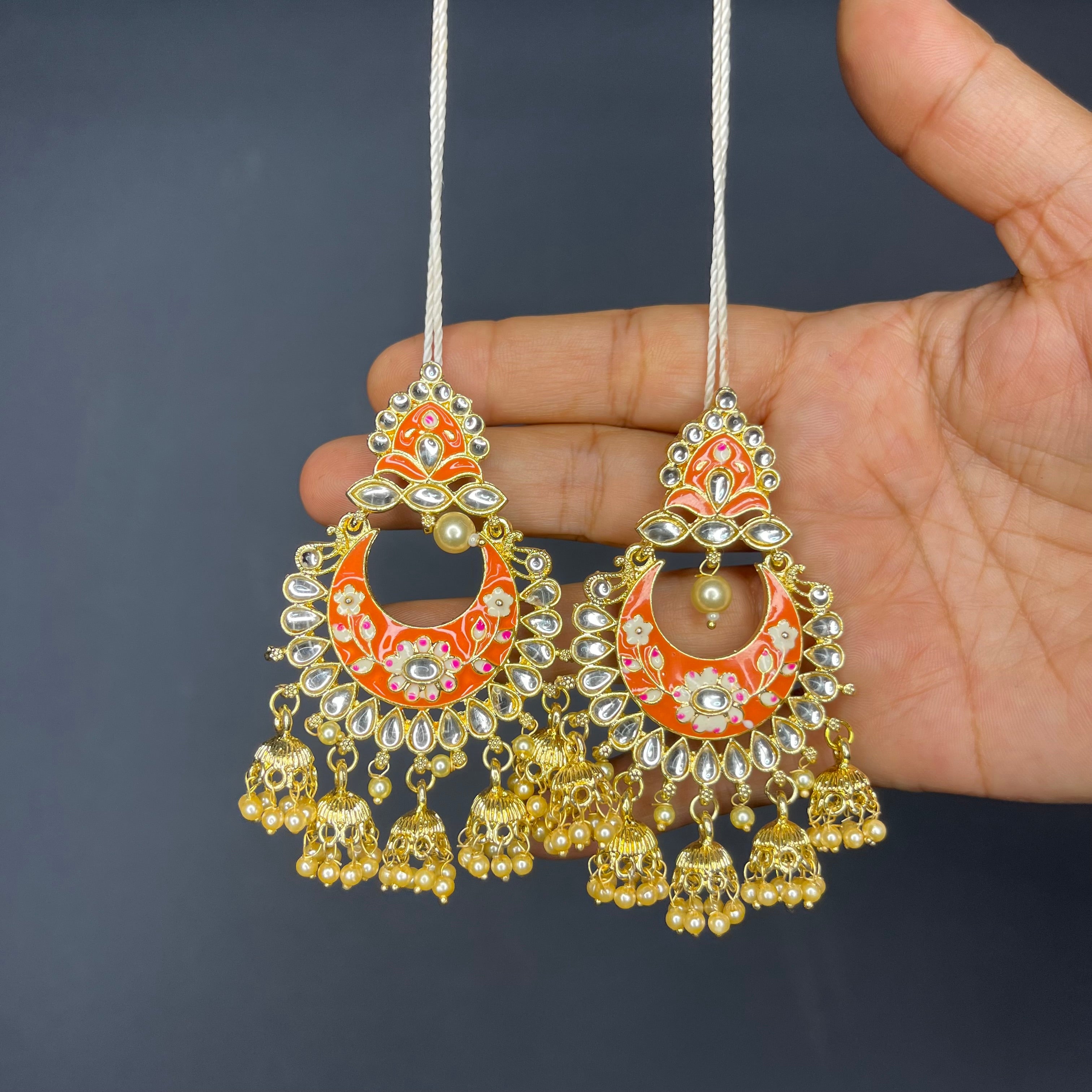 Elegant Orange Meenakari Earrings – Handcrafted Artisan Earrings