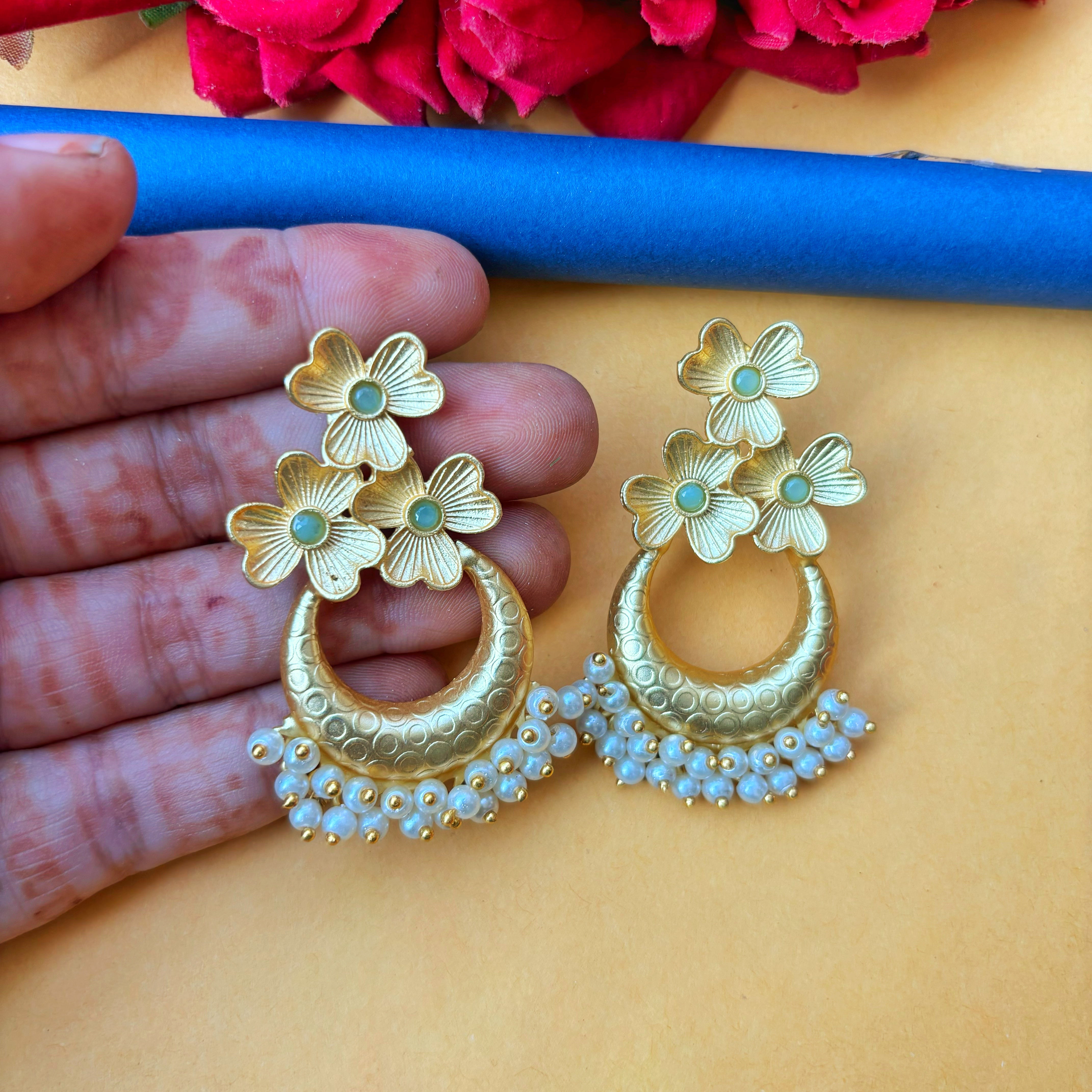 Blooming Crescent Chandbali Earrings