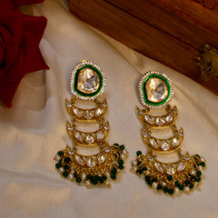 Utsav Green Kundan and Polki Earrings