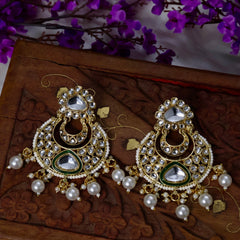 White Kundan Earrings