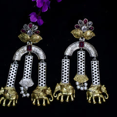 Vandana Dual Tone Earrings- Silver Replica Collection