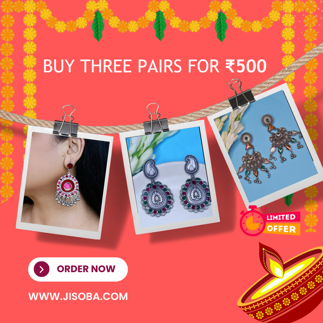 Limited Time Offer – 3 Pairs of Statement Earrings for ₹500