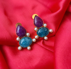 Blue and Purple Druzzy Earring