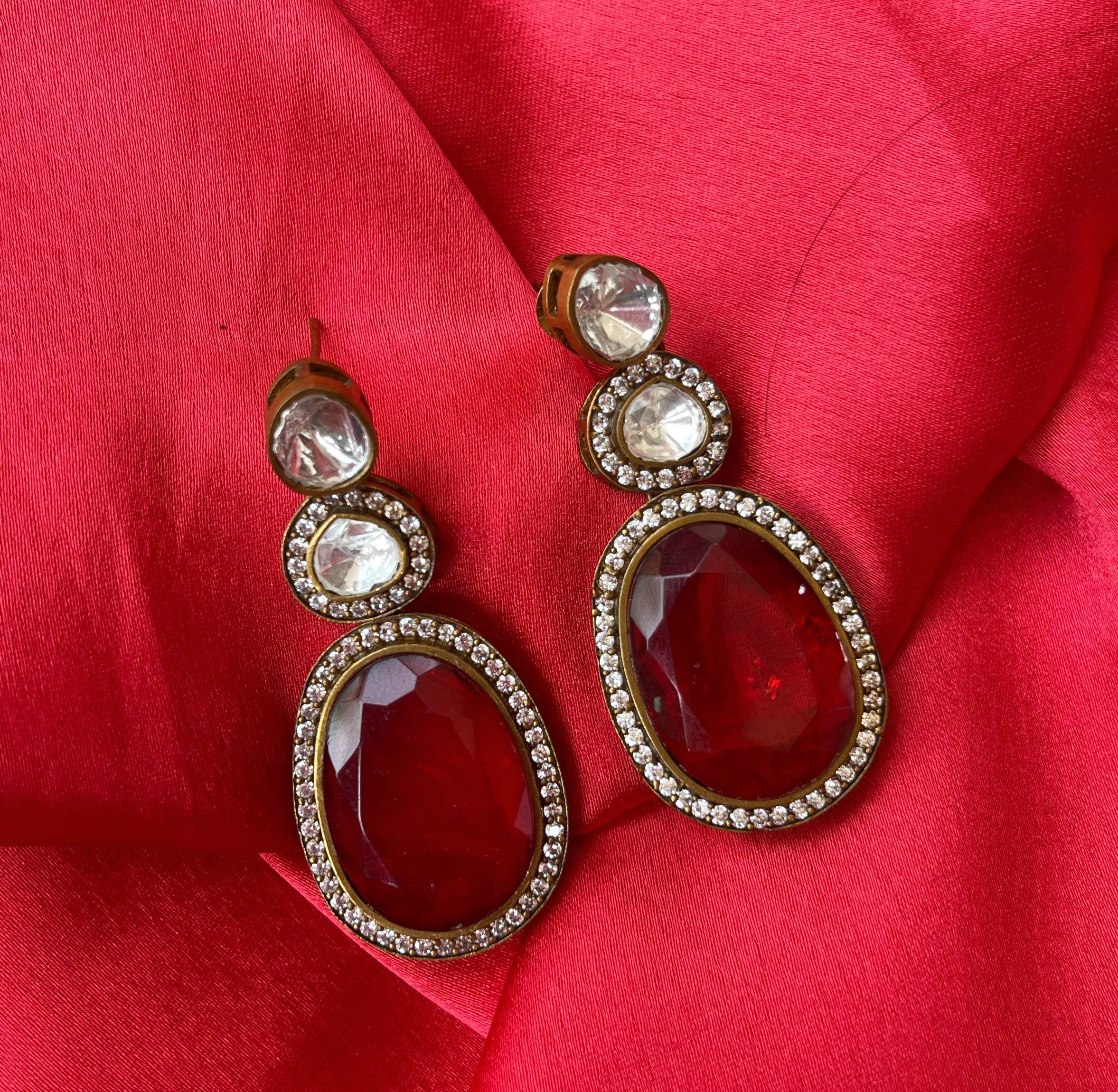 Alijeh Ruby Kundan Contemporary Earrings